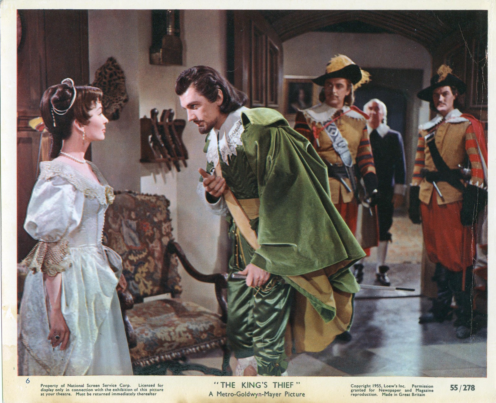 THE KING’S THIEF original color 1955 lobby still photo EDMUND PURDOM/ANN BLYTH
