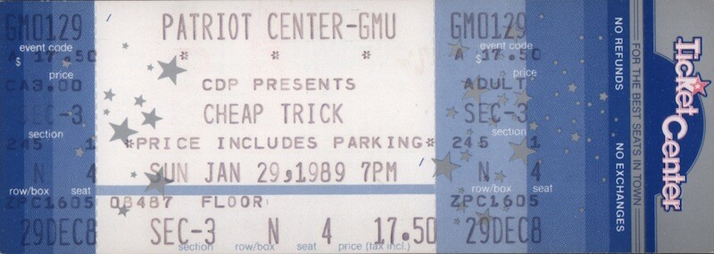 CHEAP TRICK 1989 LAP OF LUXURY TOUR UNUSED PATRIOT CENTER CONCERT TICKET / GMU