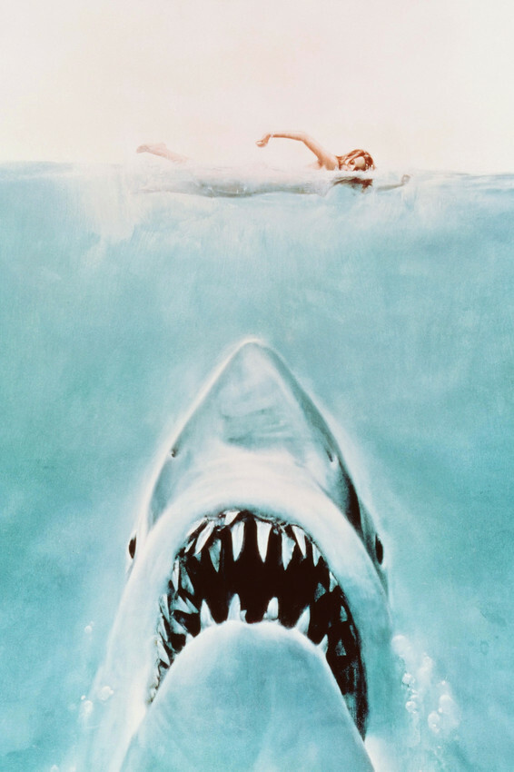 Jaws classic poster artwork shark about to attack woman swimmer 18×24 Poster