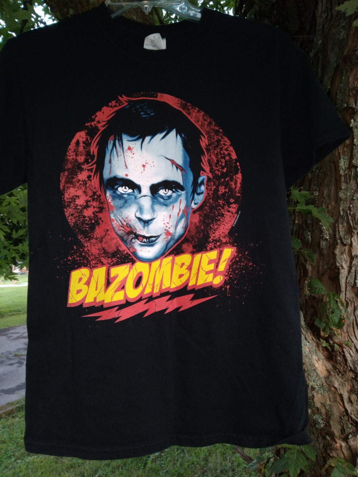 The Big Bang Theory Sheldon Bazombie (Bazinga) Size S Black Graphic T-shirt