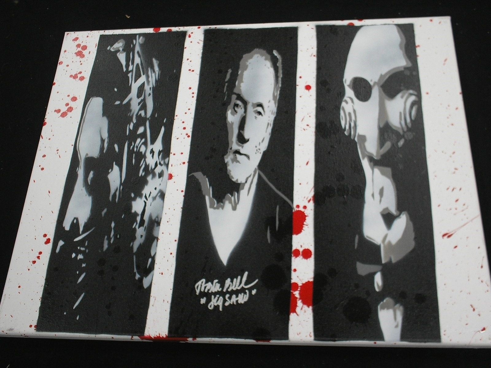 TOBIN BELL Signed SAW Original POP ART PAINTING Autograph JIGSAW BECKETT BAS COA
