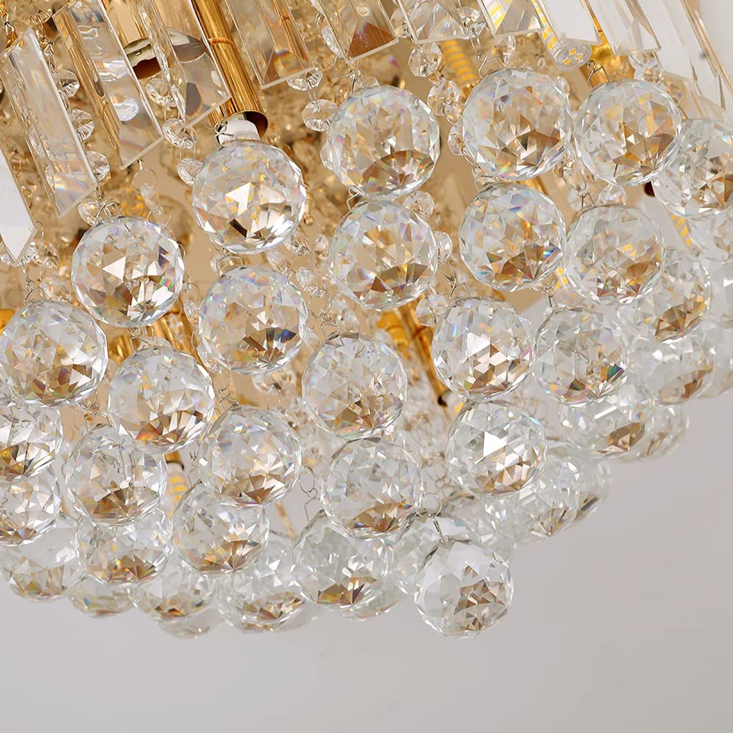 Mini Crystal Chandelier Ceiling Light,Flush Mount Modern Round K9 Crystal Rai…