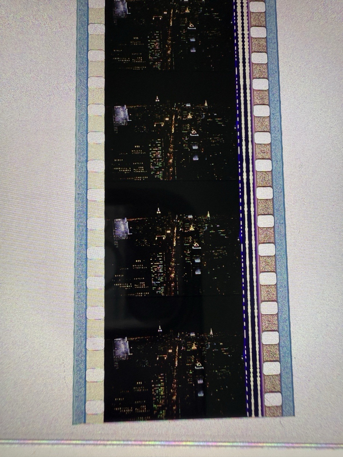 NYC Skyline Night Scene Possible Spider-Man Movie 35mm Film Strip Reel Vintage
