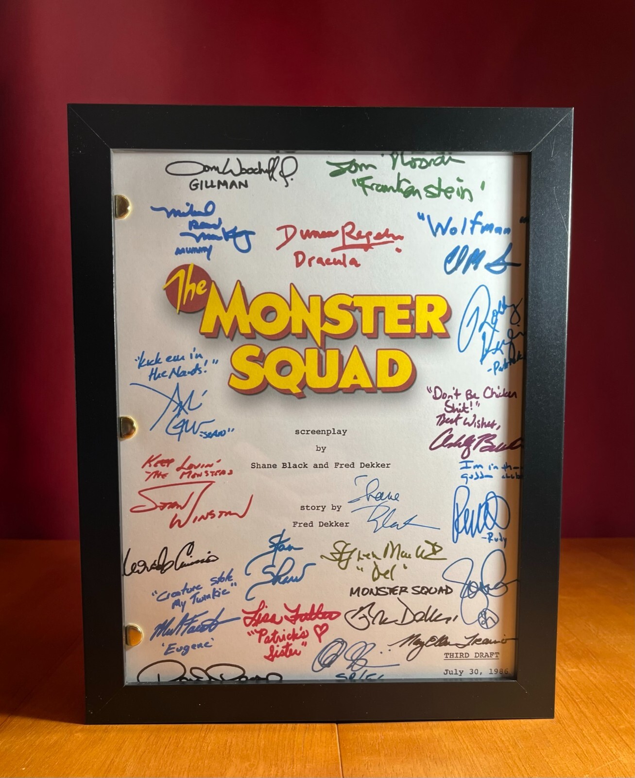 The Monster Squad Script Signed- Autograph Reprints- 124 Pages