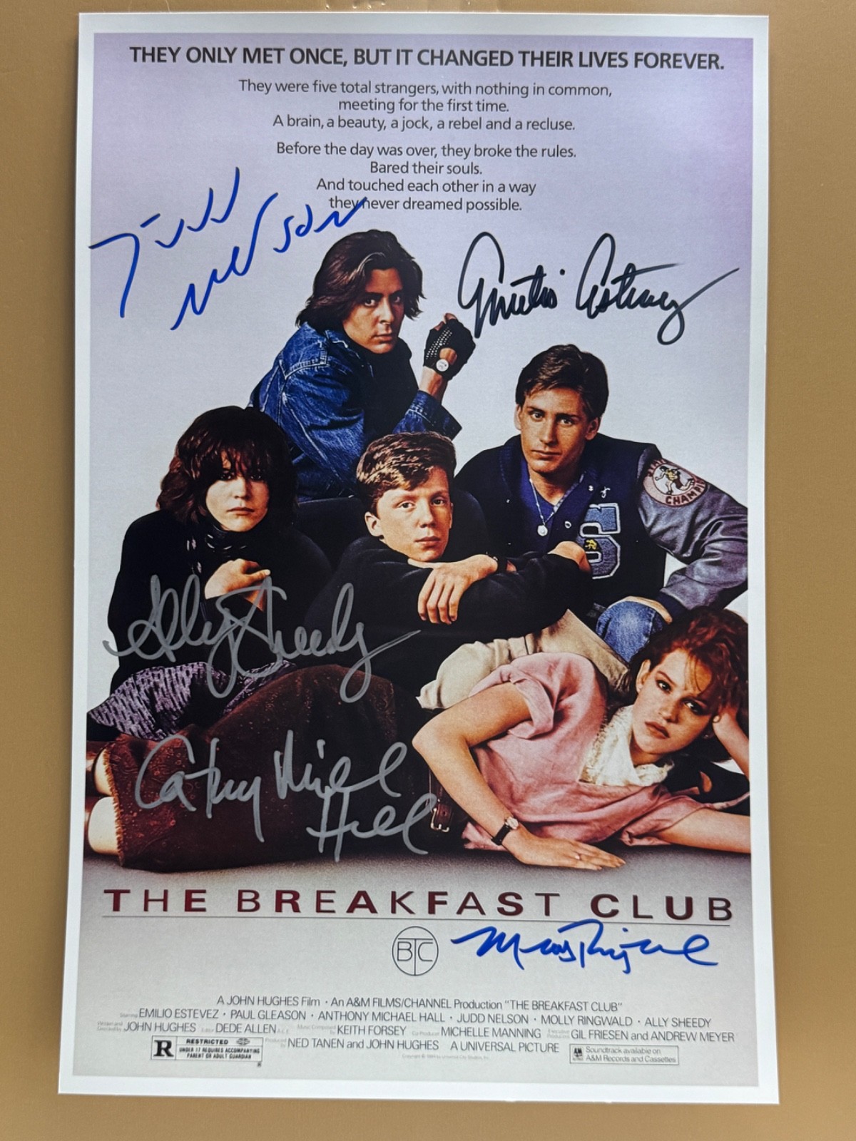 SIGNED THE BREAKFAST CLUB 11×17 Movie Poster COA by 5 of the actors – Ships FREE
