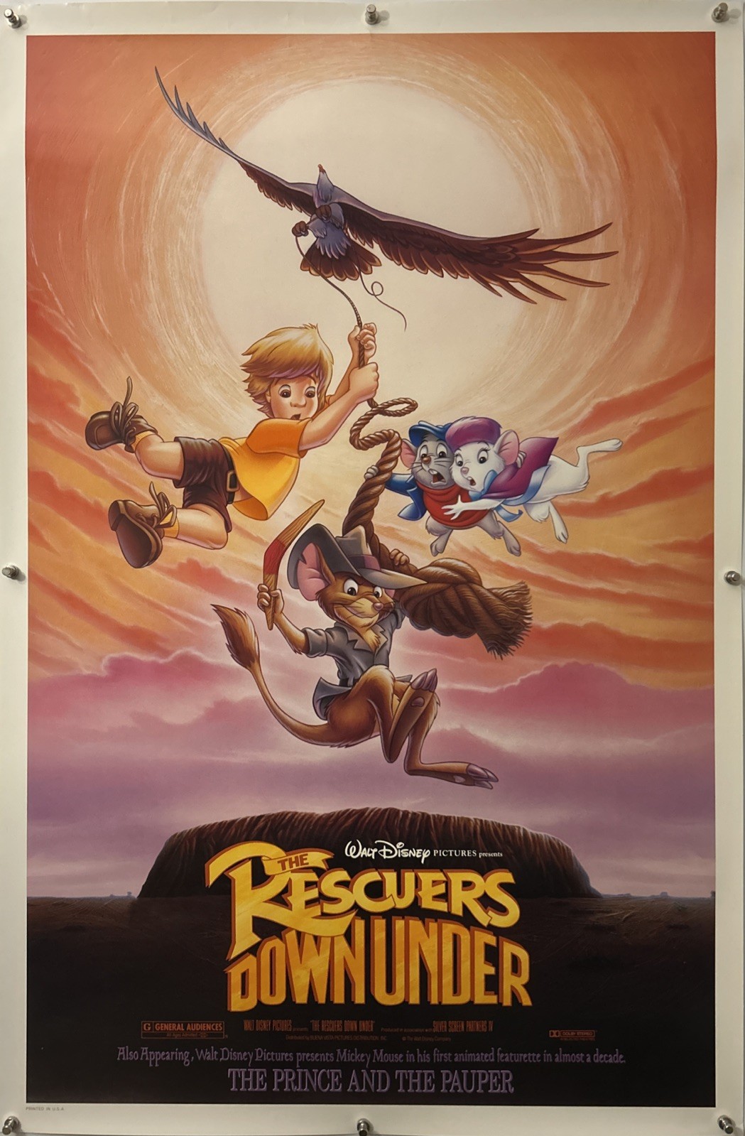 THE RESCUERS DOWN UNDER Original One Sheet Movie Poster – 1990 – WALT DISNEY