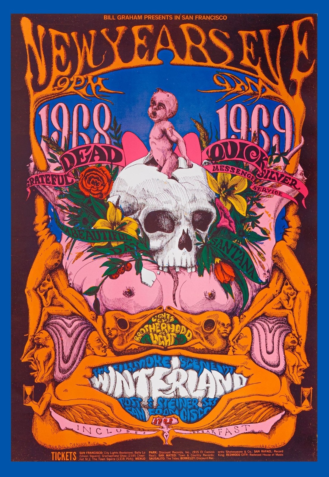 1969 QUICKSILVER MESSANGER SERVICE CONCERT POSTER WALL ART PRINT SIZE 11X17 INCH