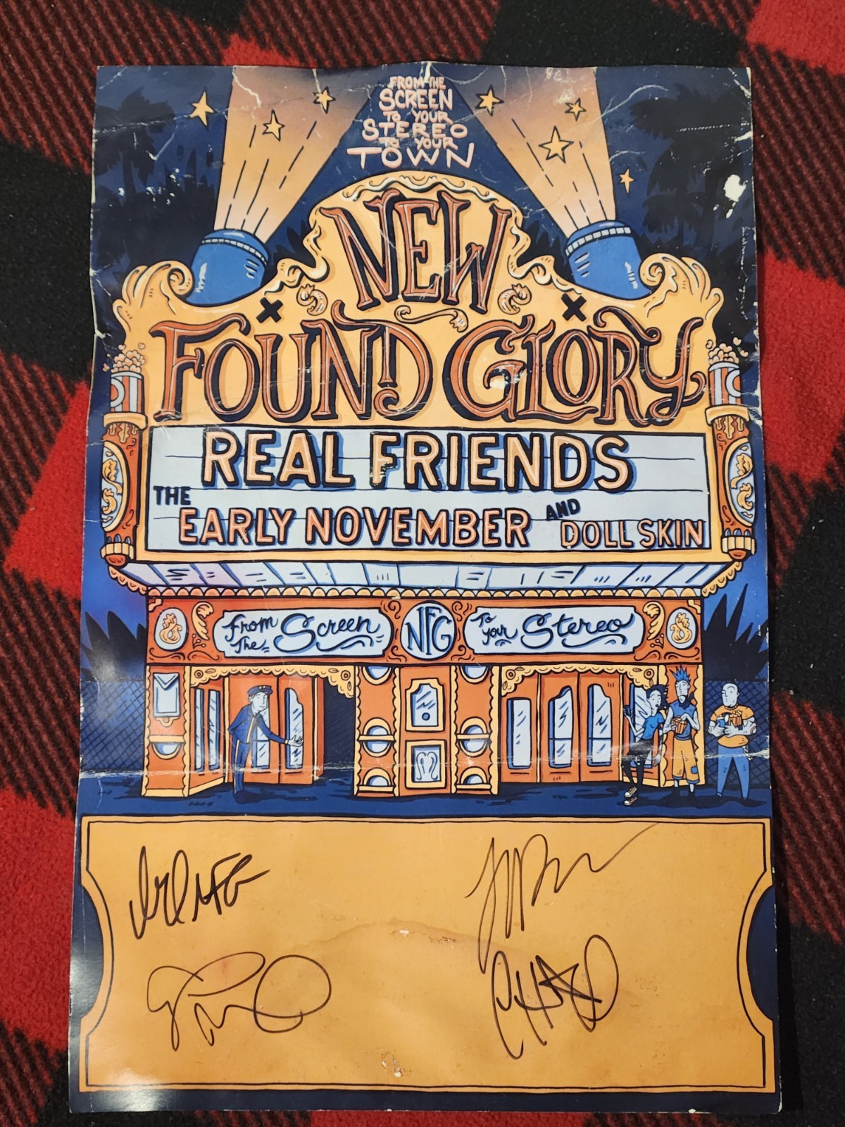 New found glory signed poster from the screen to your stereo to your town tour