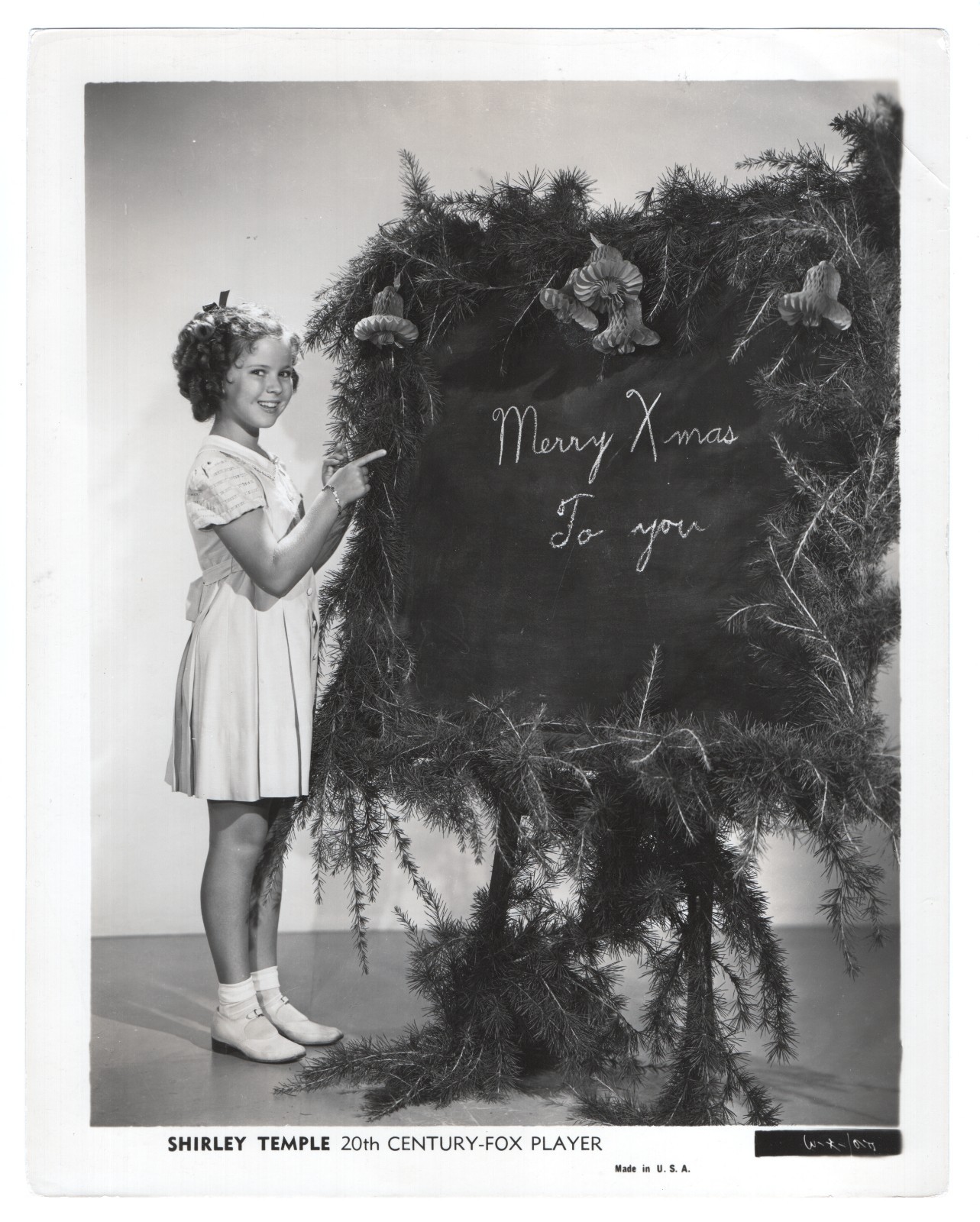 Shirley Temple Holiday Portrait Offering Christmas Wishes Orig 1930s 8×10 Photo