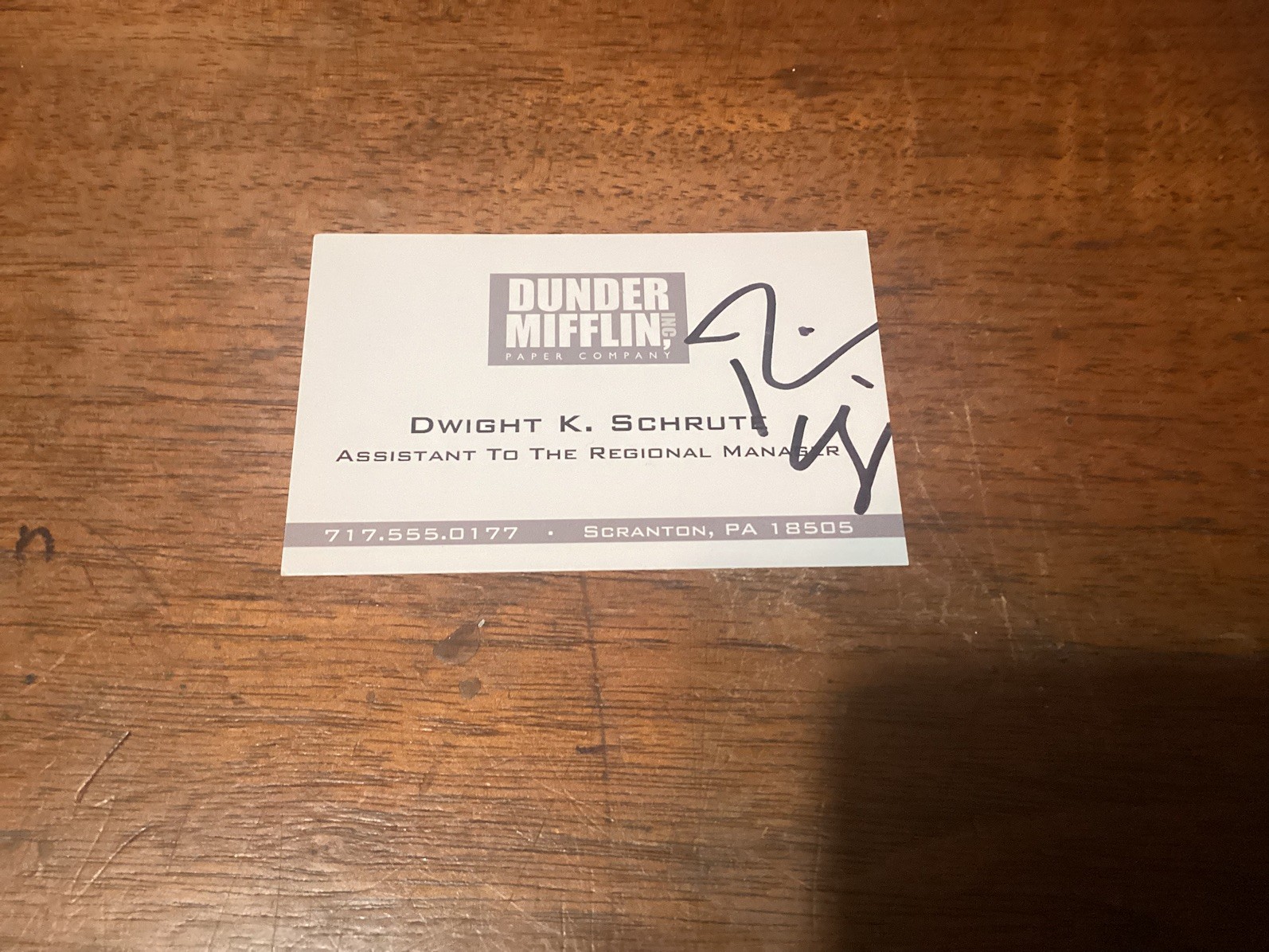 RAINN WILSON SIGNED AUTOGRAPHED DWIGHT SCHRUTE BUSINESS CARD THE OFFICE