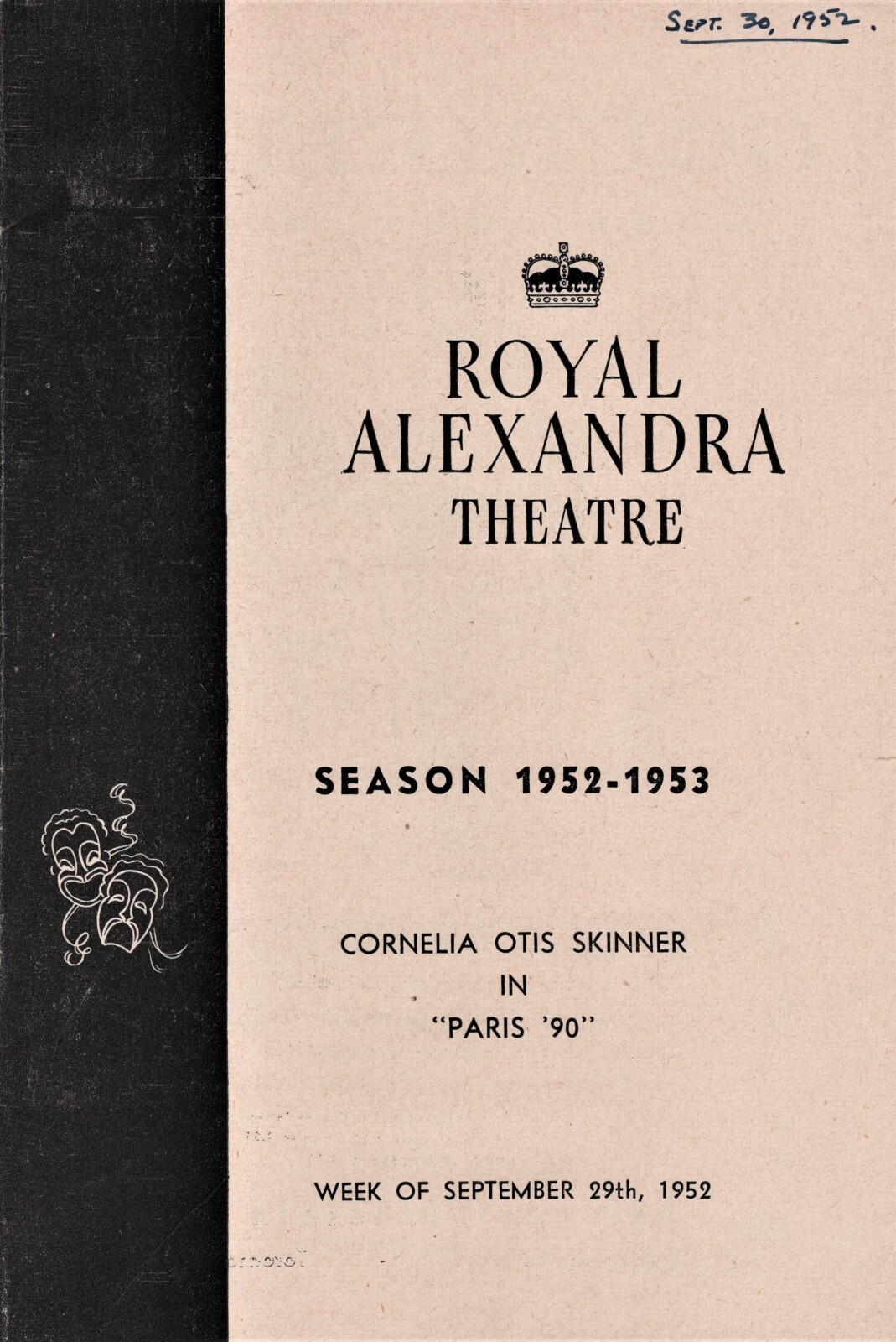 Cornelia Otis Skinner “PARIS ’90” Toulouse-Lautrec 1952 Toronto, Ontario Program