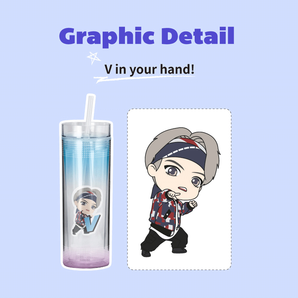 BTS TinyTAN Official Licensed BTS Product Ice Cup Tumbler 11.8 oz – V