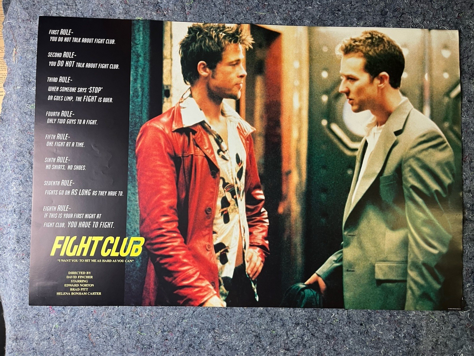 Fight Club Rules Movie Poster 24×36 Brad Pitt Edward Norton Licensed Reprint