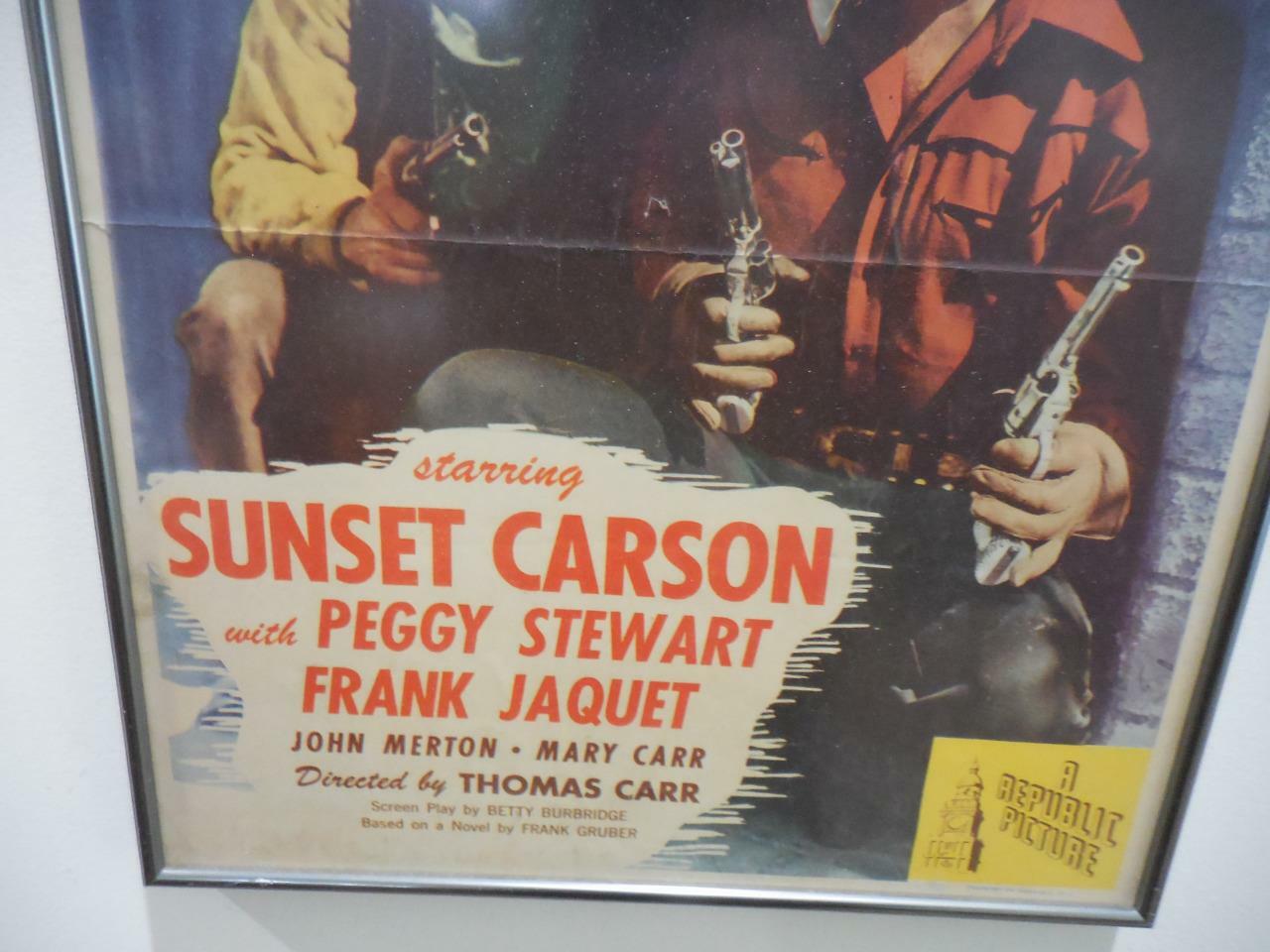 “Oregon Trail” Framed vintage Movie Poster Hand signed Sunset Carson 1945