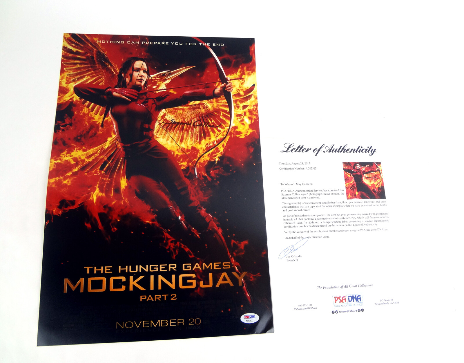 Suzanne Collins Signed The Hunger Games Mockingjay Movie Poster PSA/DNA COA