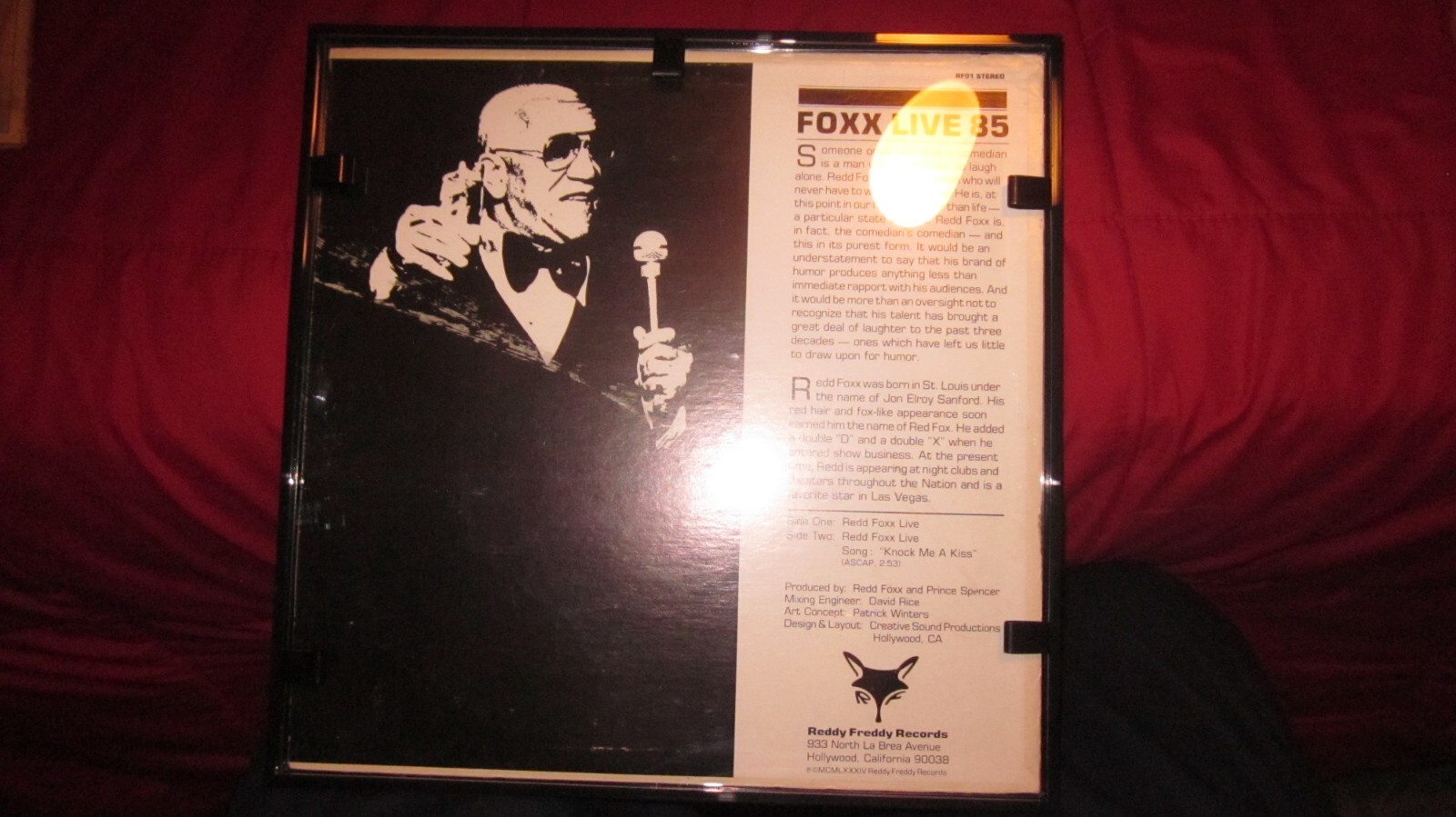 REDD FOXX FRAMED AUTOGRAPHED/SIGNED LP (COOL) SANFORD & SON STAR