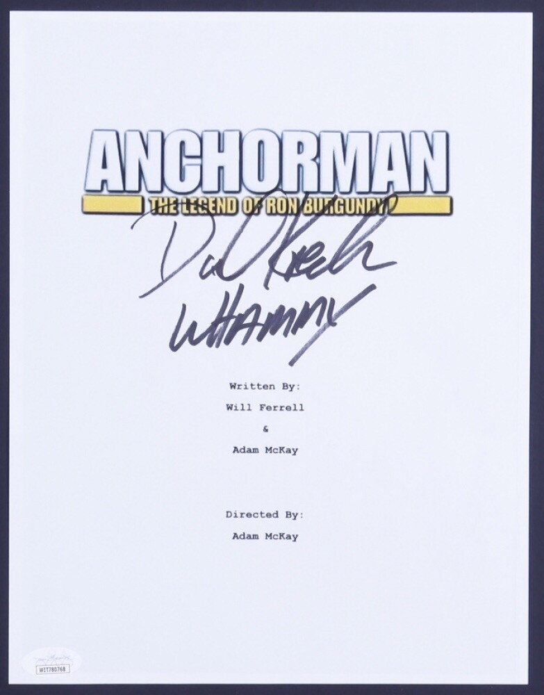 David Koechner Signed Anchorman Movie Script Cover JSA COA Whammy Inscription!