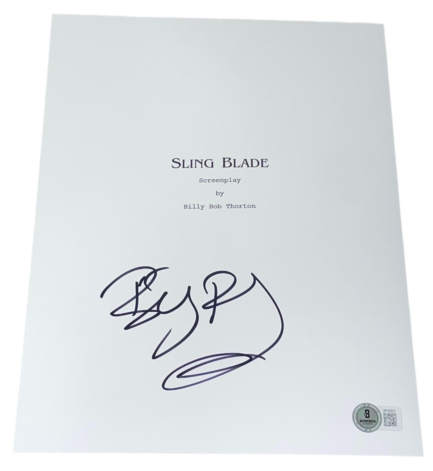 Billy Bob Thornton Signed Autograph Sling Blade Movie Script Screenplay Beckett