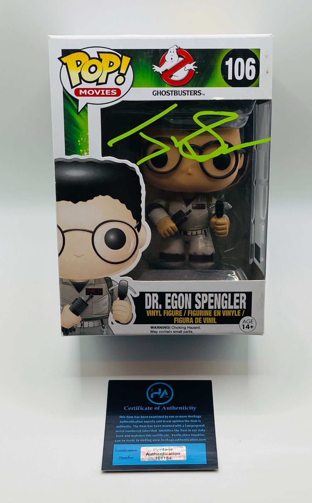 Dr. Egon Spengler (Rainn Wilson) Signed Funko 106 In Case With COA (151184)