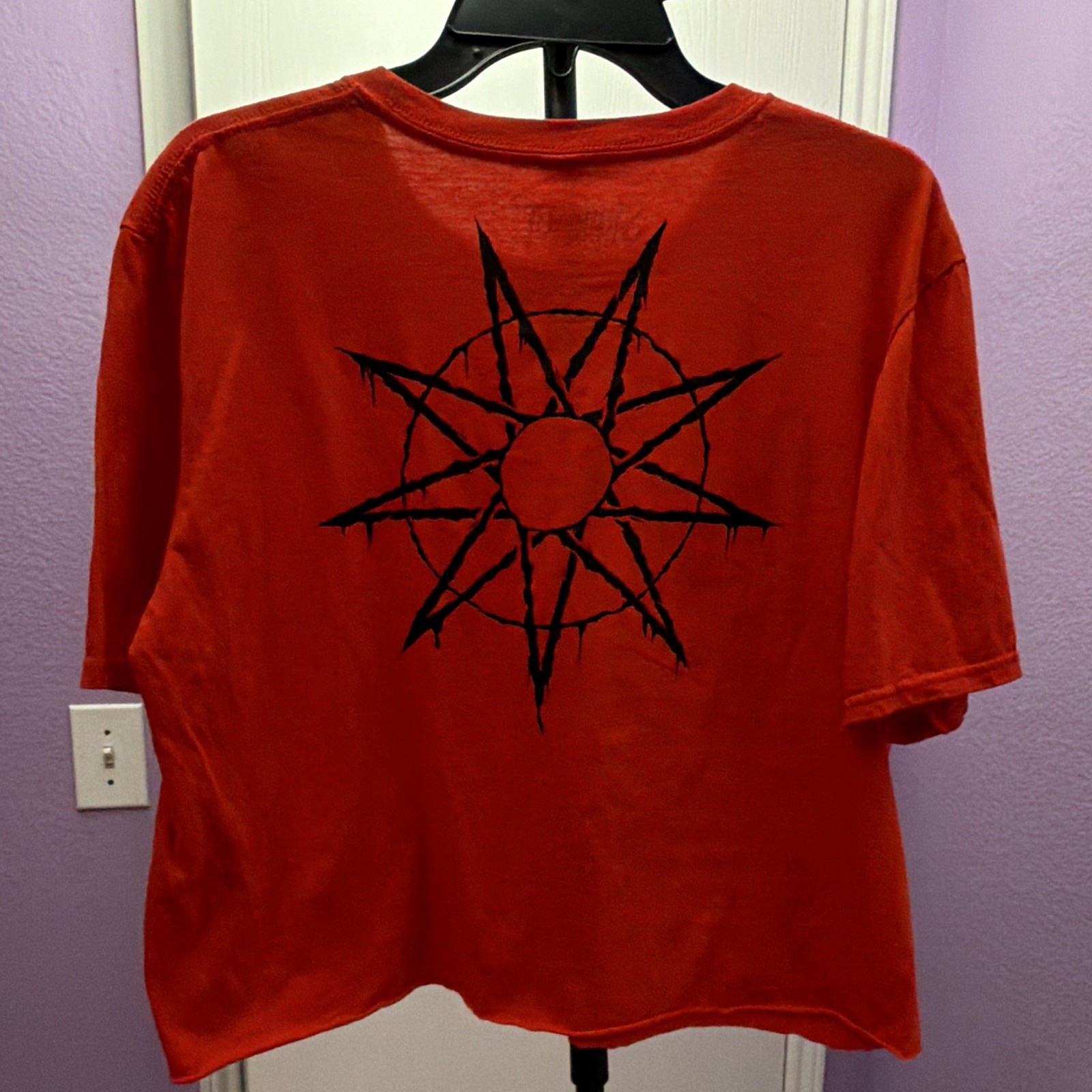 Slipknot Red Crop Top Black Logo Back Star, XL 100% Cotton Hot Topic RARE