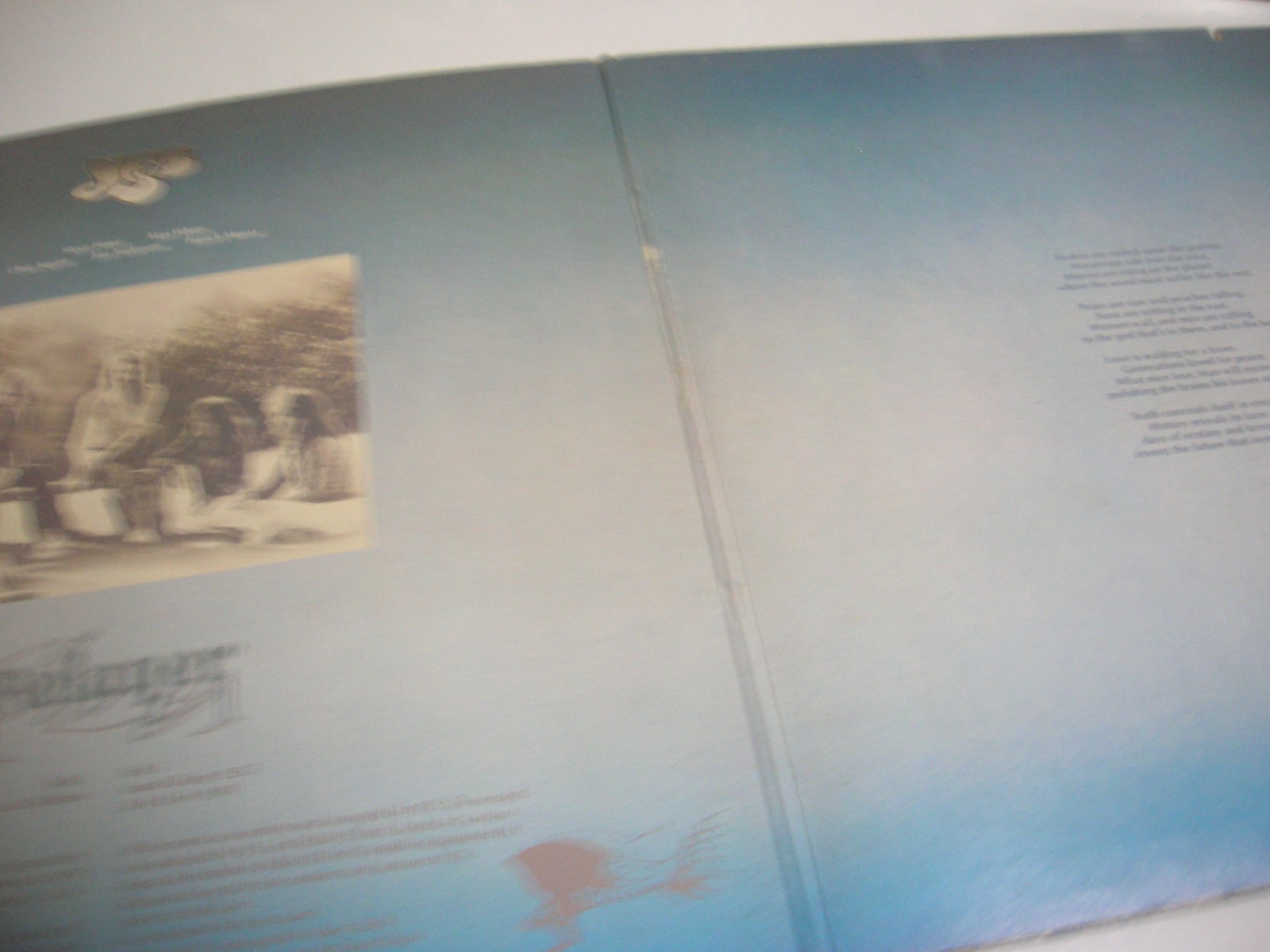 YES PROMO LP RELAYER WHITE LABEL PROMO 1974 W.HYPE STICKER CHRIS SQUIRE