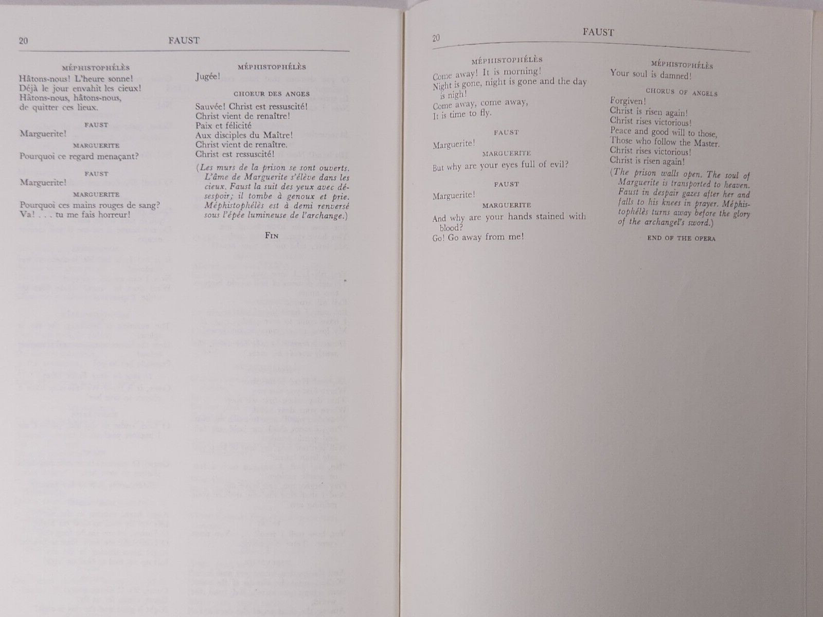 1954 Faust Libretto Goethe Metropolitan Opera English German