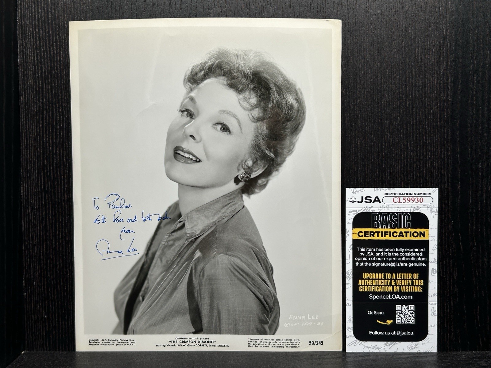 ANNA LEE SIGNED 8×10 PHOTO Original 1959 Autograph JSA COA The Sound of Music