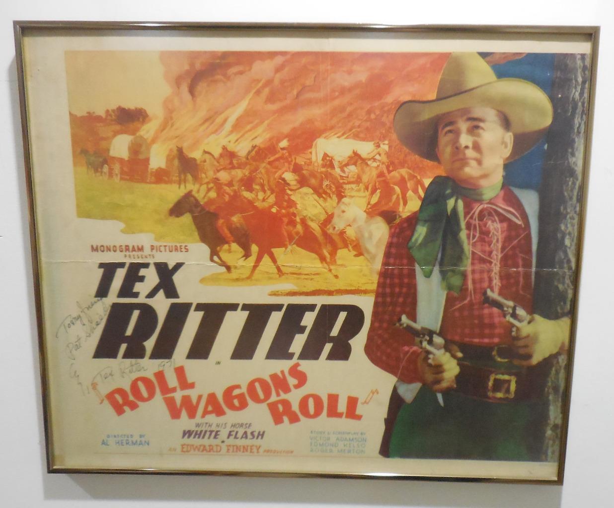 “Roll Wagons Roll” Vintage Movie Poster Hand Signed Autographed Tex Ritter 1941