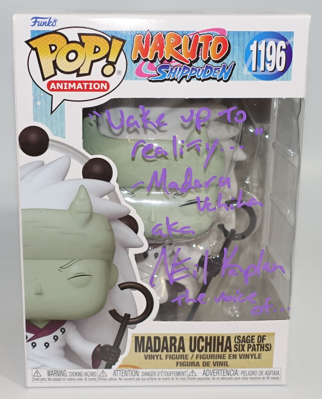 NEIL KAPLAN Signed NARUTO SHIPPUDEN MADARA UCHIHA FUNKO POP Vinyl JSA COA Cert