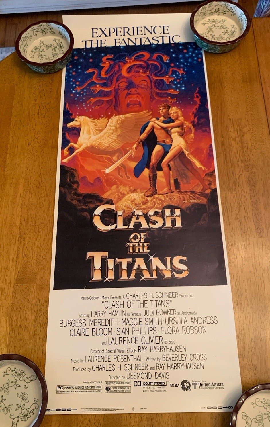 VINTAGE CLASH OF THE TITANS ORIGINAL INSERT POSTER – 1981 – HARRYHAUSEN – 14×36