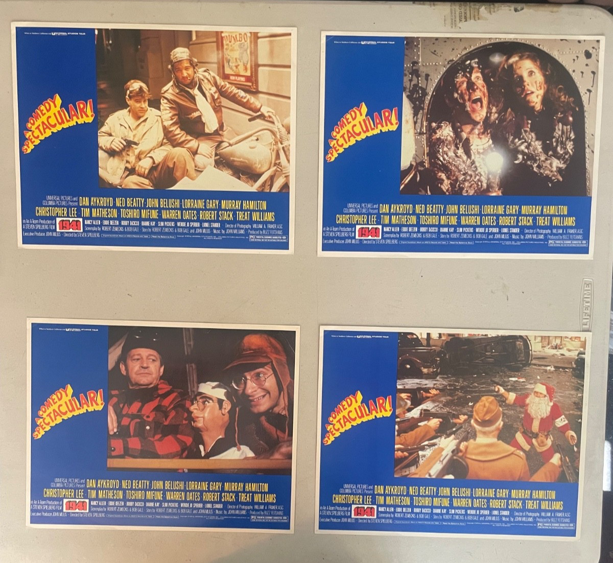 “1941” movie lobby cards, set of 4, Belushi, Aykroyd, Spielberg & more – 1979