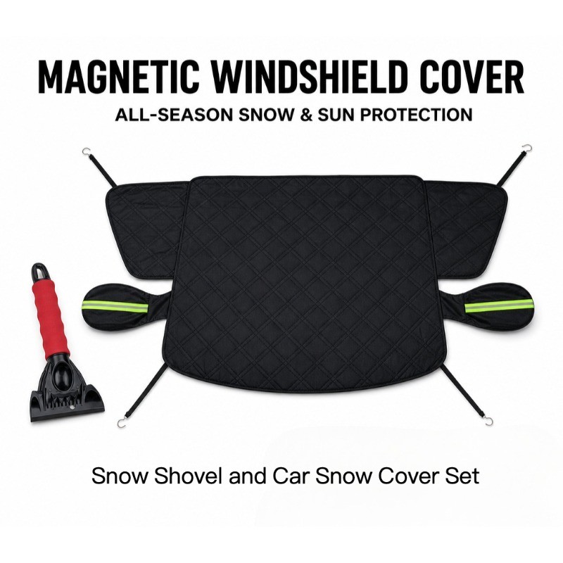 1pc Magnetic Car Windshield Cover with 1pc Snow Shovel