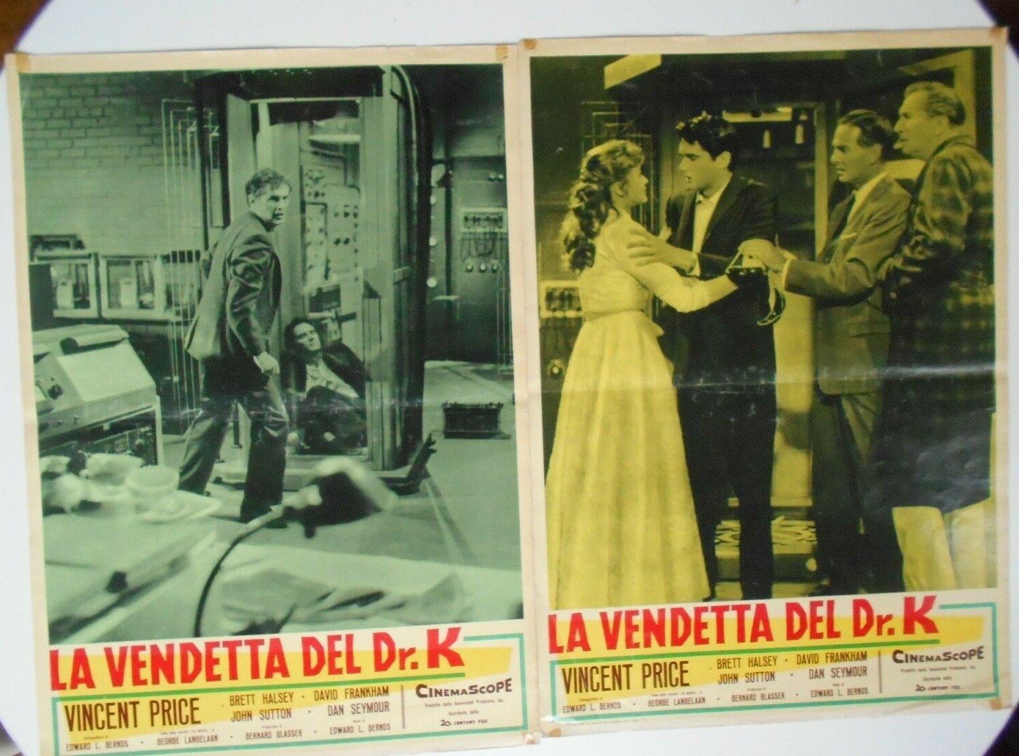 Lot of 2 Return of the Fly Italian fotobusta posters Vincent Price horror sci-fi
