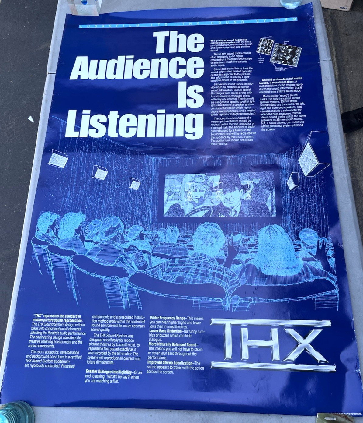 Rare Vintage THX Lucasfilm The Audience Is Listening Movie Theater Poster Ad