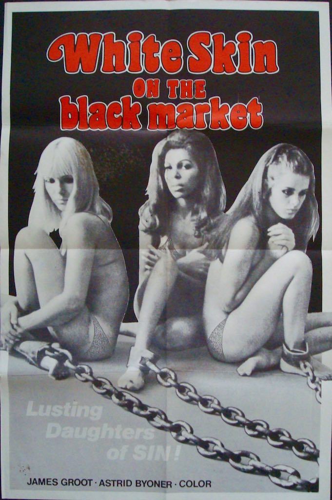 WHITE SKIN ON THE BLACK MARKET one sheet movie poster SEXPLOITATION 1974 BONDAGE