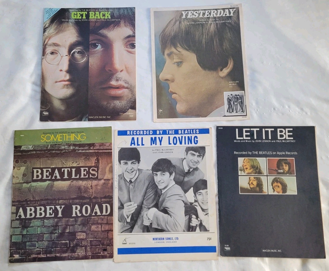 The Beatles 1960-70’s Sheet Music Lot Of 5 – All My Loving-Something-Yesterday,+