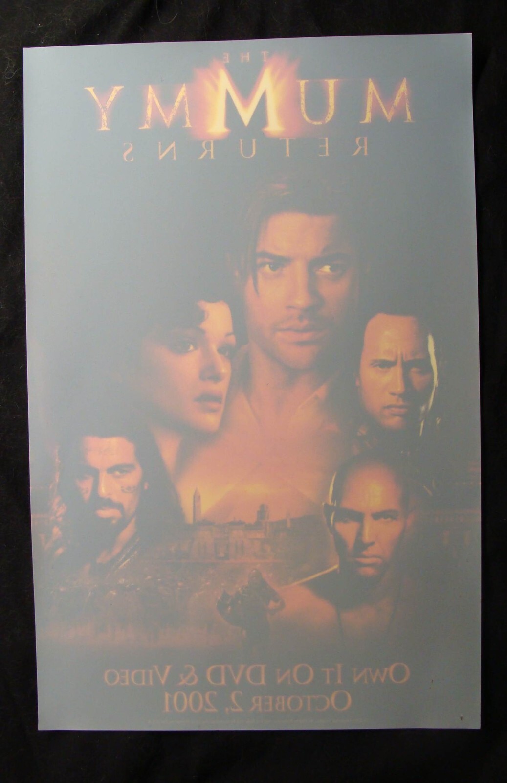 Brendan Frasier MUMMY RETURNS original video store promo WINDOW CLING Rachel Wei