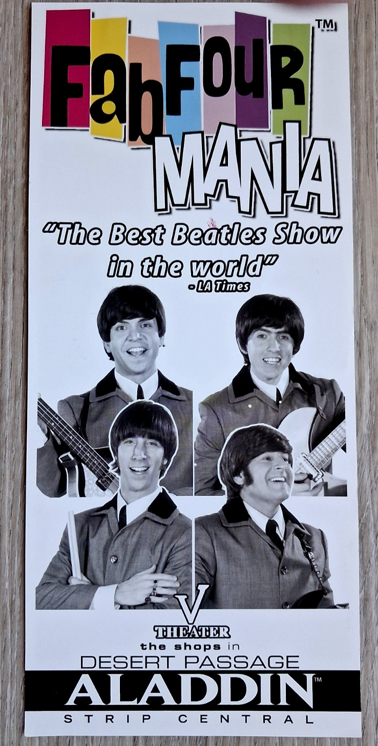 Fab Four Mania Las Vegas Aladdin Promo Card