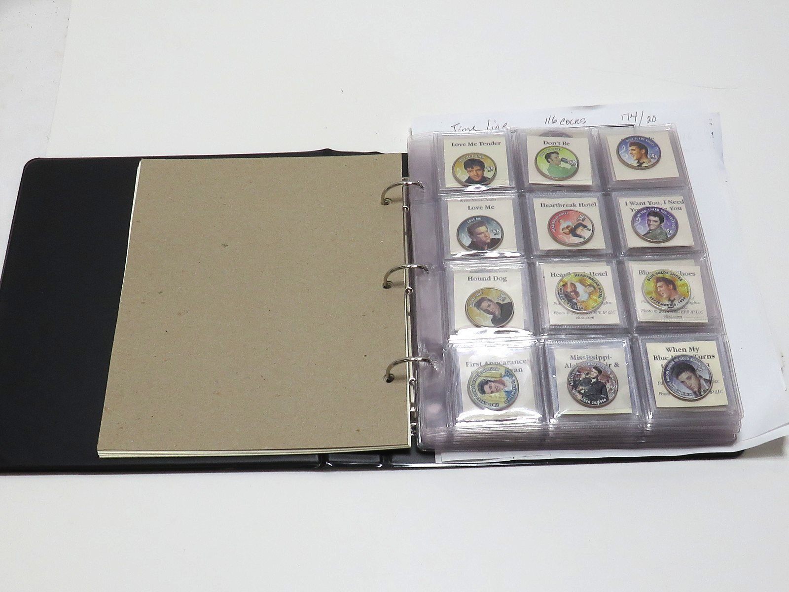 THE ELVIS PRESLEY COIN COLLECTION/HISTORY TIMELINE/FILM CAREER- 116 coins**