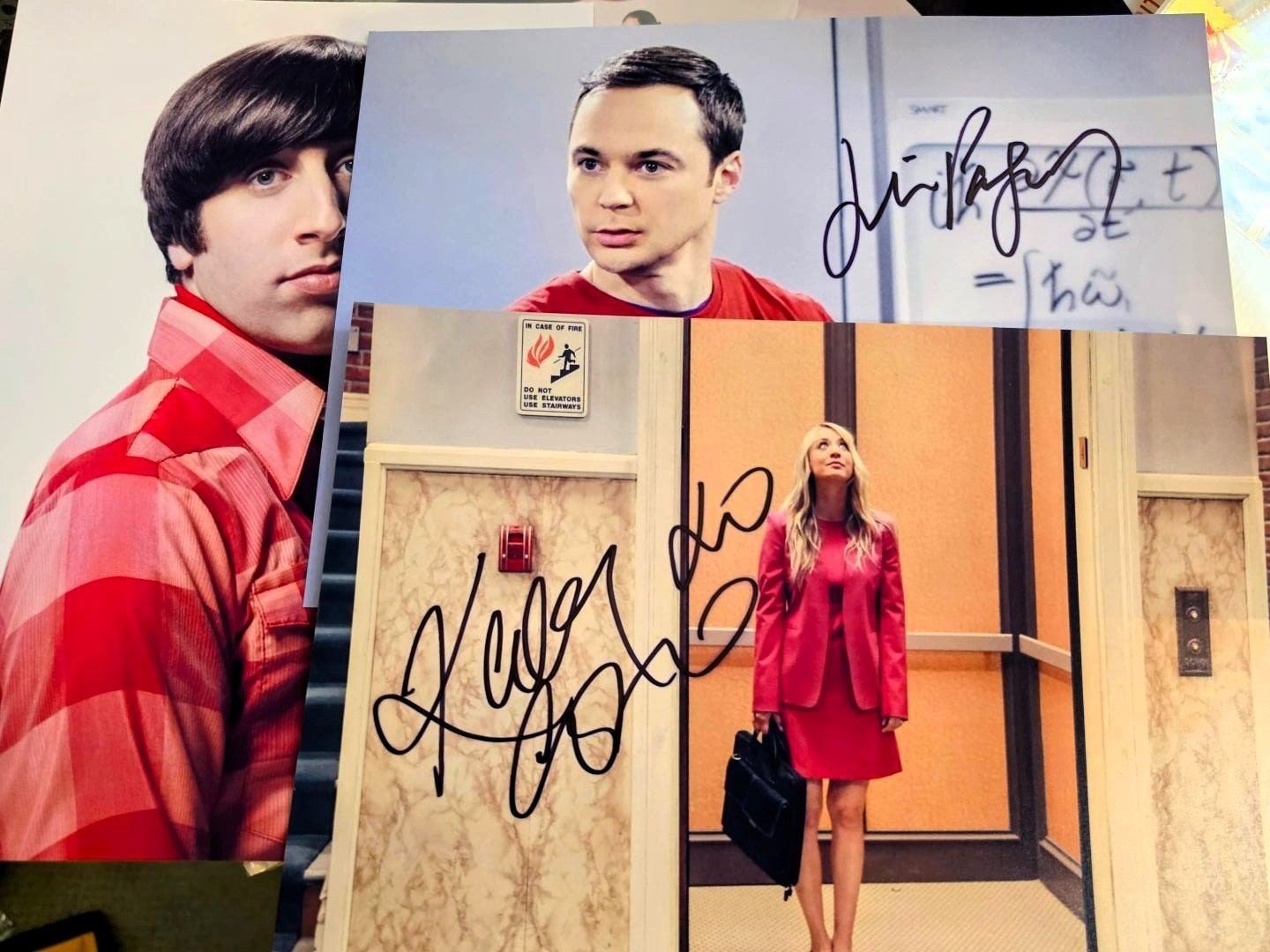 3 pics THE BIG BANG THEORY CAST each w. COA 8 ¼ x 11 ¾