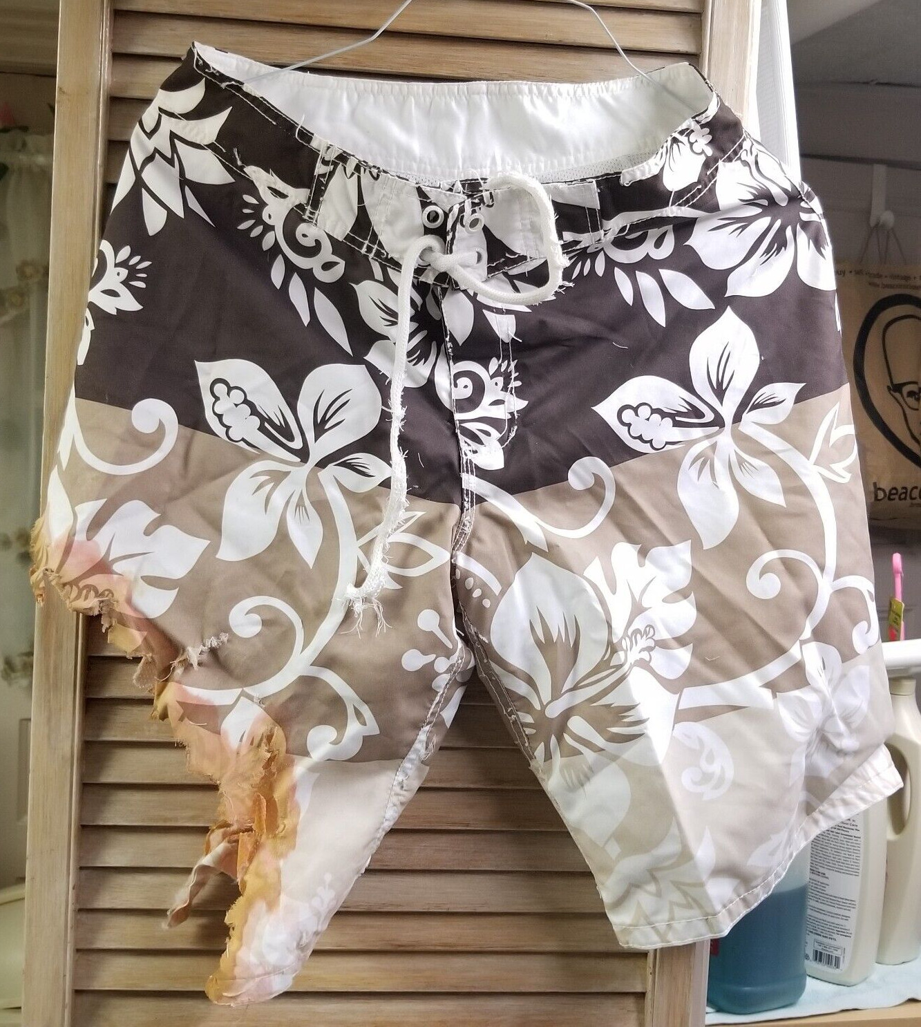 Rare 1990s Discovery Channel Shark Week Promo Torn swim trunks with blood & bite