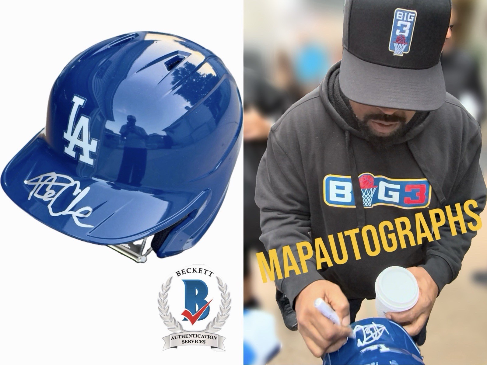 Ice Cube Signed LA Dodgers Full Size Helmet Ohtani BECKETT COA NWA VIDEO PROOF