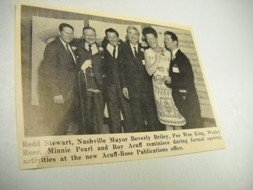 MINNIE PEARL Pee Wee King WESLEY ROSE Roy Acuff 1967 music biz promo pic/text