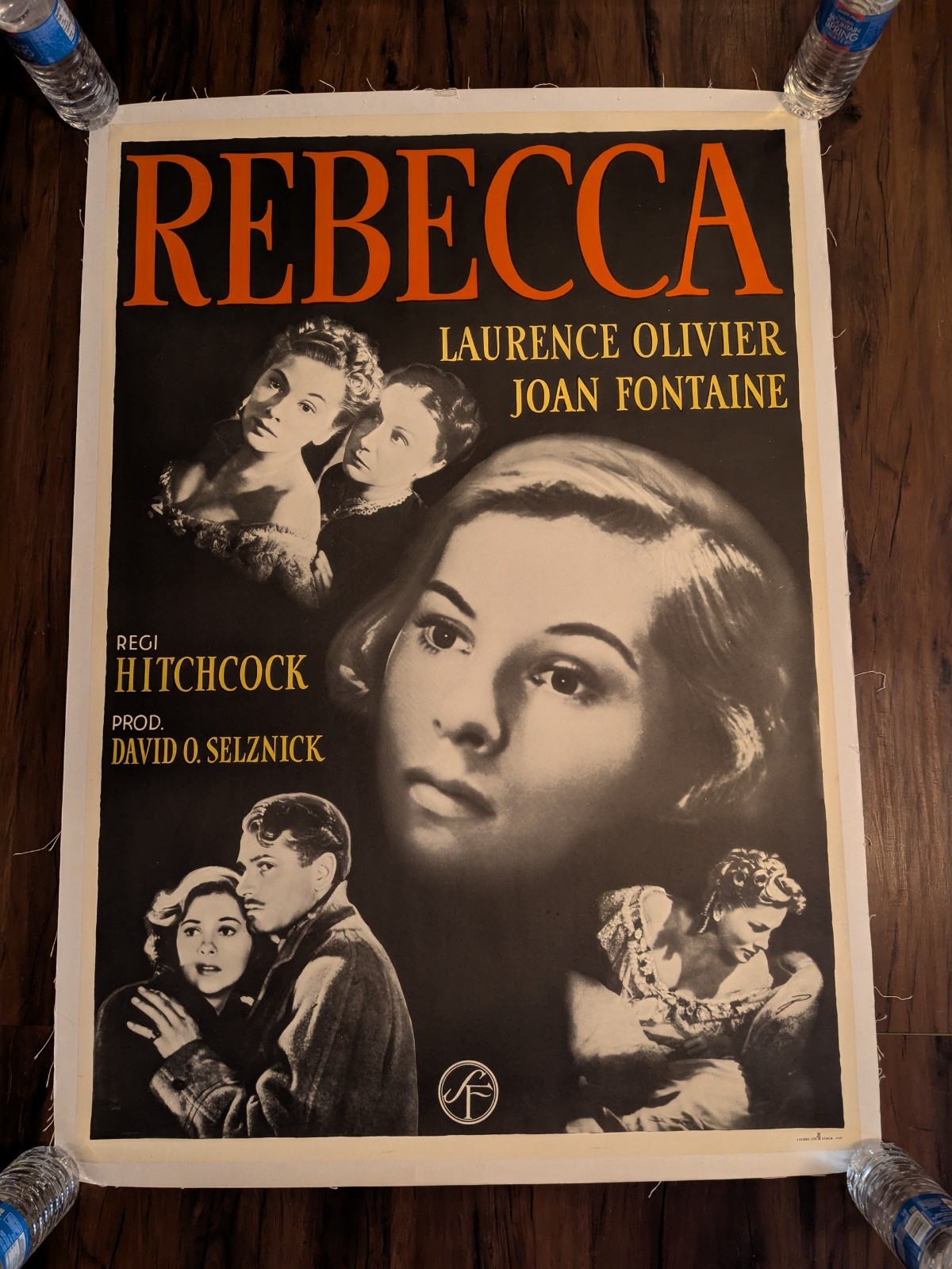 Rebecca 1940 Laurence Olivier Joan Fontaine Original Swedish One Sheet R-1949