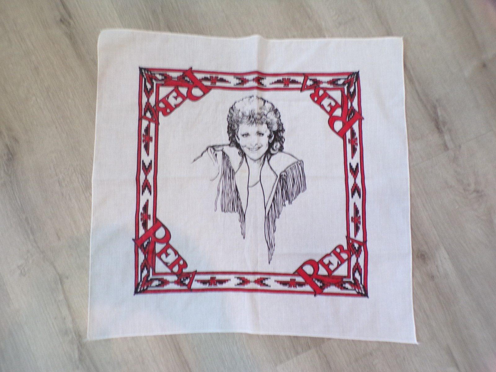 Vtg 1970s- 80’s Reba McIntire bandana scarf country music concert souvenir 814