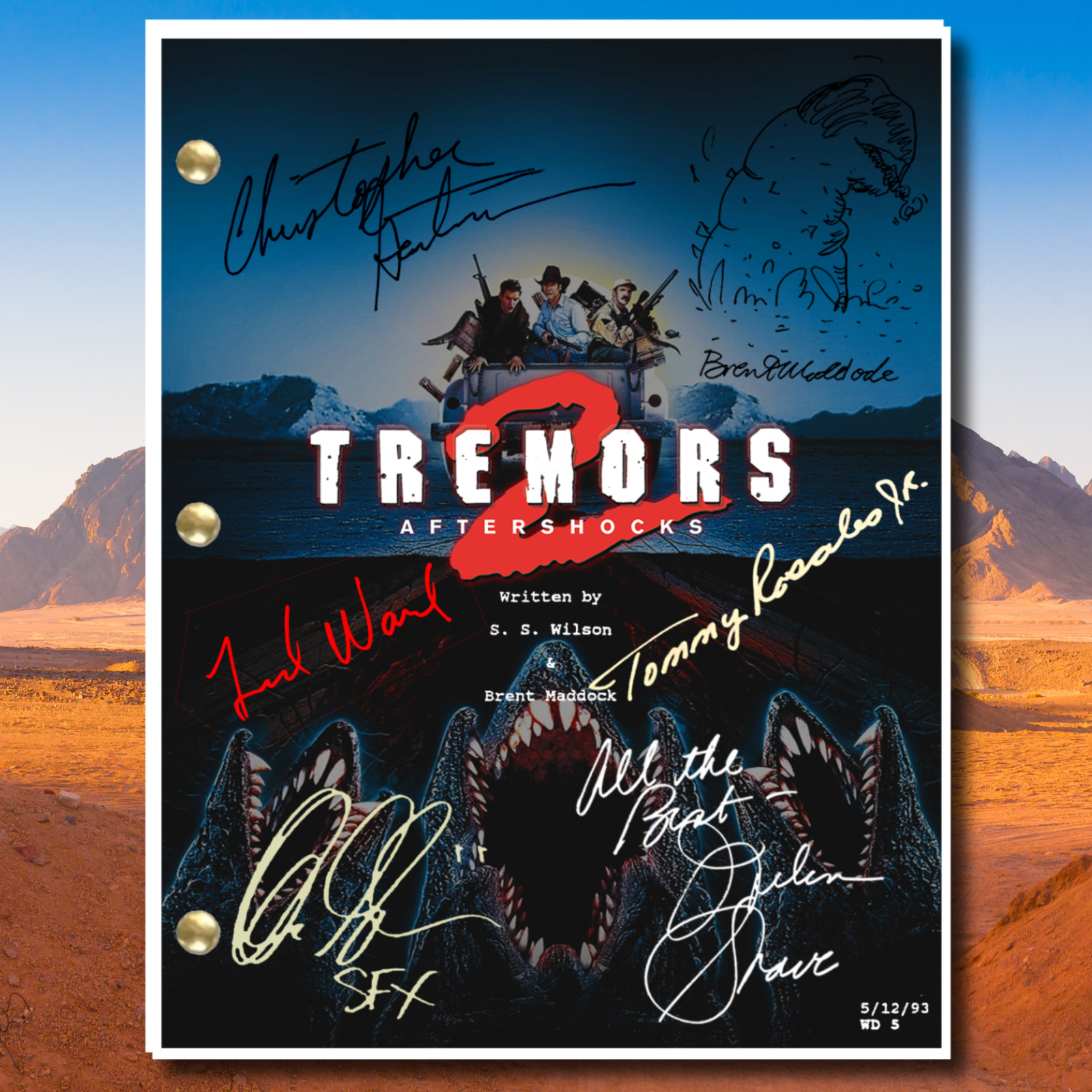 Tremors 2 Script Signed Autograph Reprints Tremors II: Aftershocks | Horror