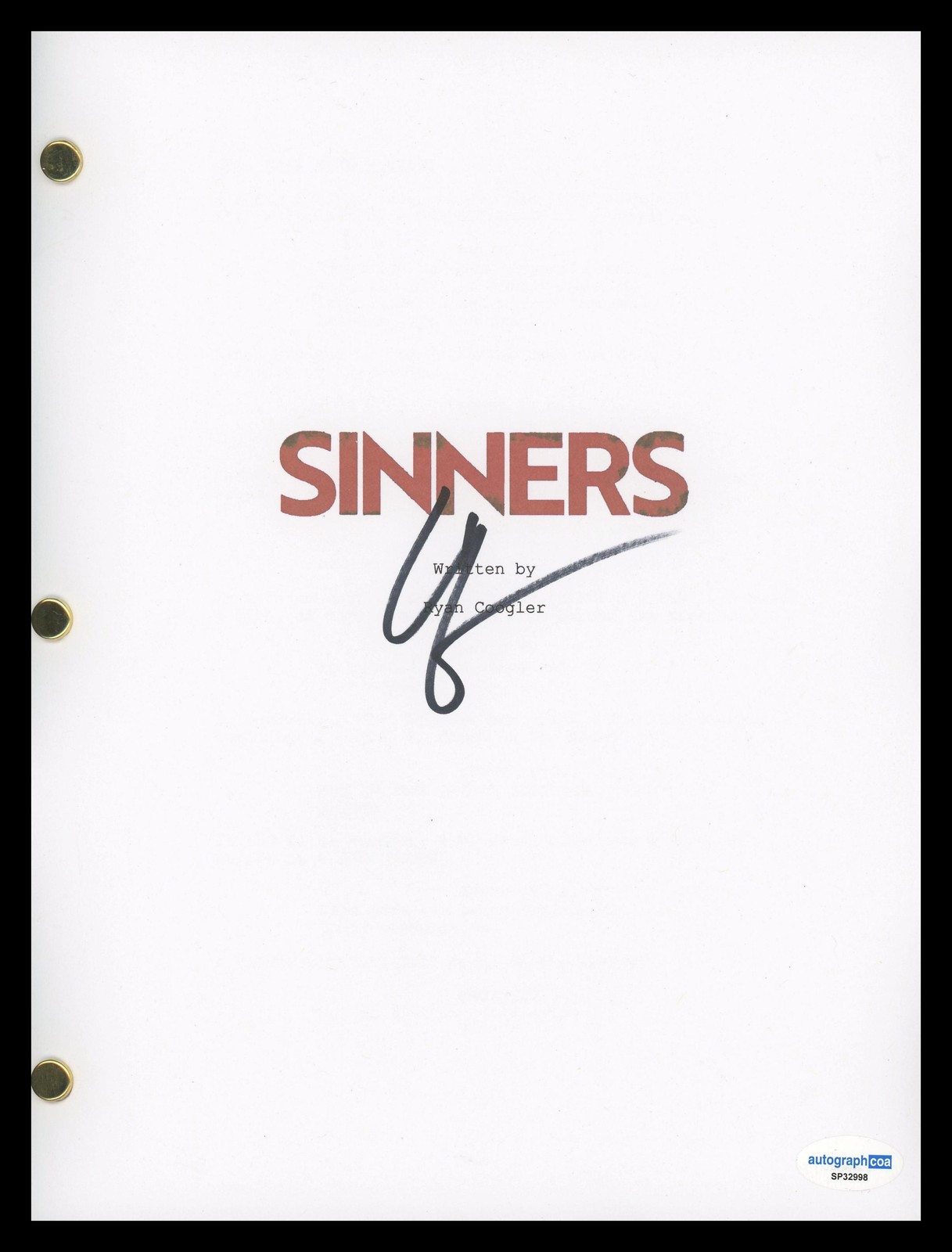 Ryan Coogler “Sinners” Director AUTOGRAPH Signed Complete Script Screenplay ACOA