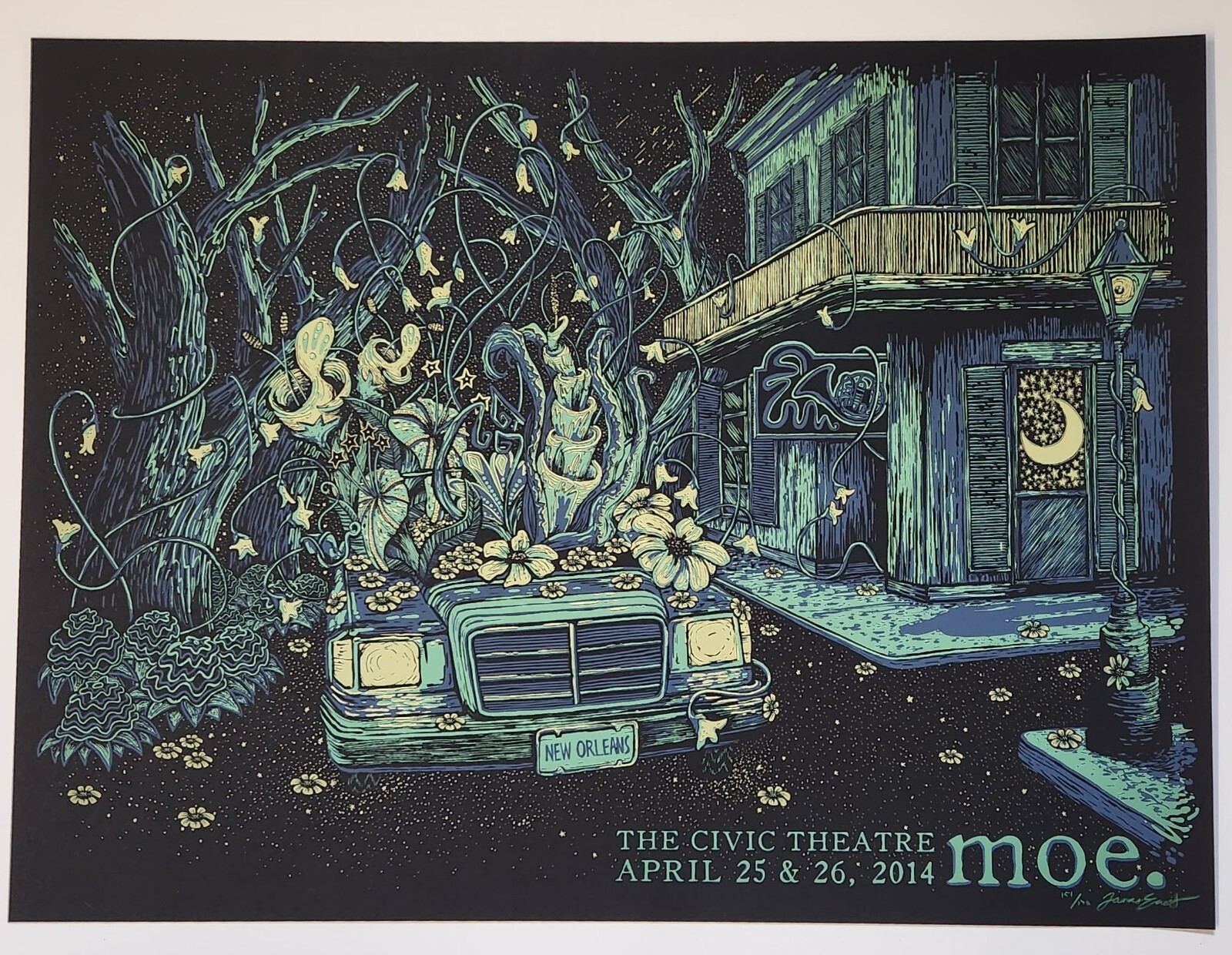 moe. 2014 Poster by James Eads New Orleans Civic Theater April 25-26 NOLA