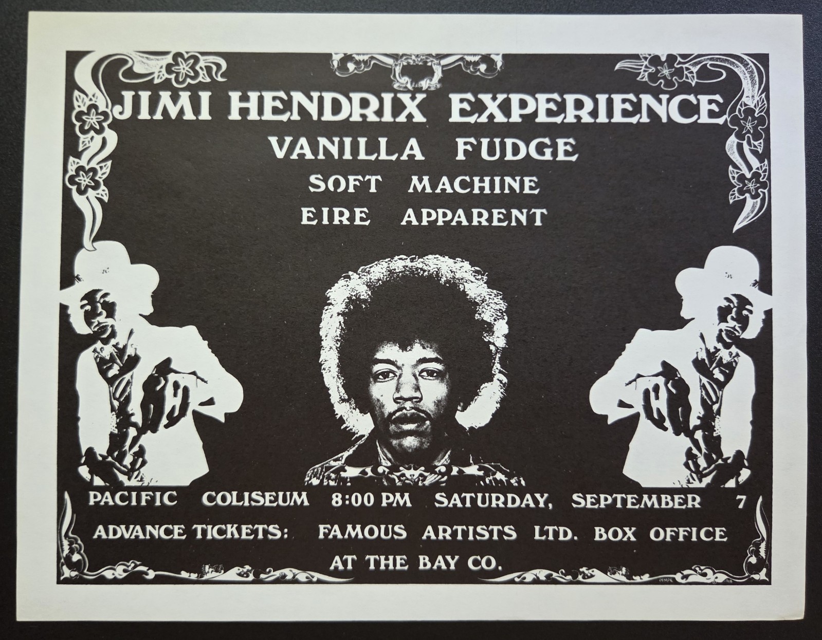 Original Jimi Hendrix Experience Handbill, Vanilla Fudge, Soft Machine (1968)