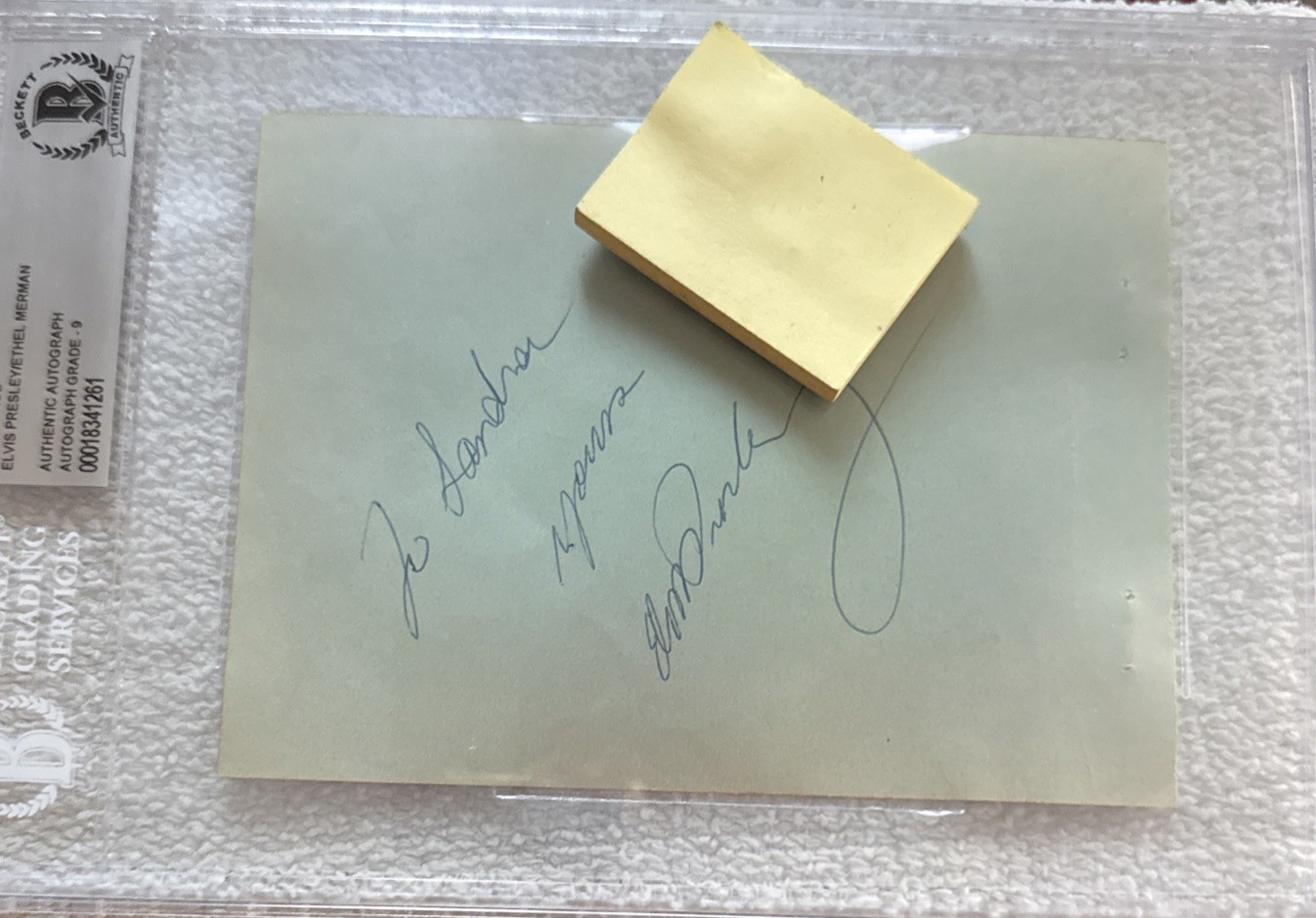 Elvis Presley Signed BAS Beckett SLAB Slabbed Graded 9 Ethel Merman